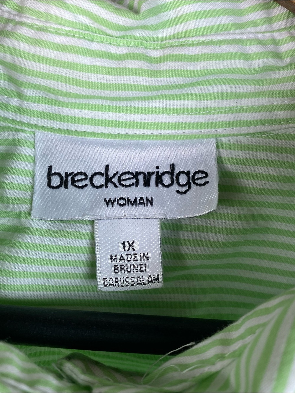 Breckenridge Plus 1X Green 3/4 Sleeve Button Down Shirt Flip Flop Embroidered - Picture 11 of 14